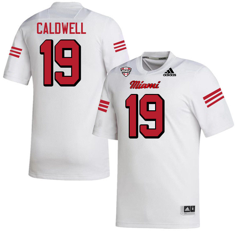 Miami University Redhawks #19 Ambe Caldwell College Football Jerseys Stitched-White